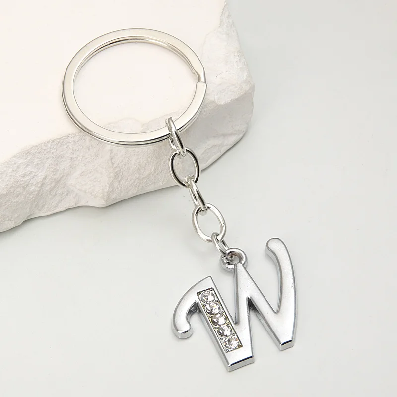 بسيطة A-Z 26 رسالة قلادة المفاتيح الإنجليزية الأبجدية كيرينغ لصديق هدية جيدة حامل حقيبة يد مجوهرات السيارة #5