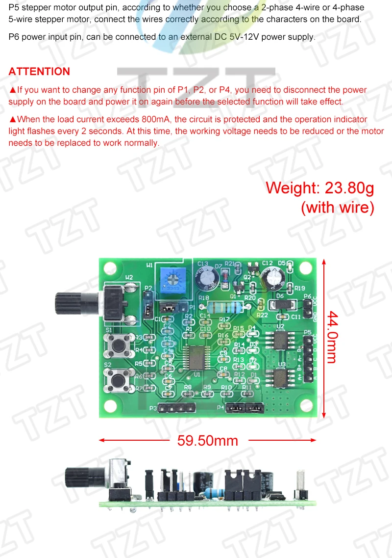 DC 5V-12V 6V Schrittmotor-Antriebsmodul Mini 2-Phasen 4-Draht 4-Phasen 5-Draht Multifunktions-Schrittmotor-Geschwindigkeitssteuerplatine – Detail 4