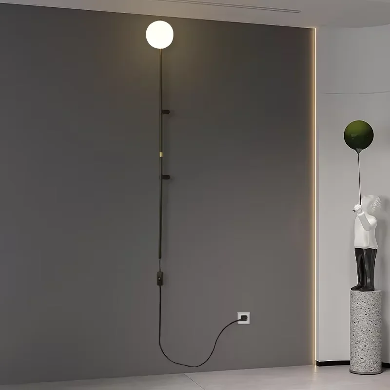 2025 Nordic Bedroom Led Wall Lamp With Switch Living Room Simple And Modern Free Wiring With Cord Plug Hotel Wall Modeling Lamp