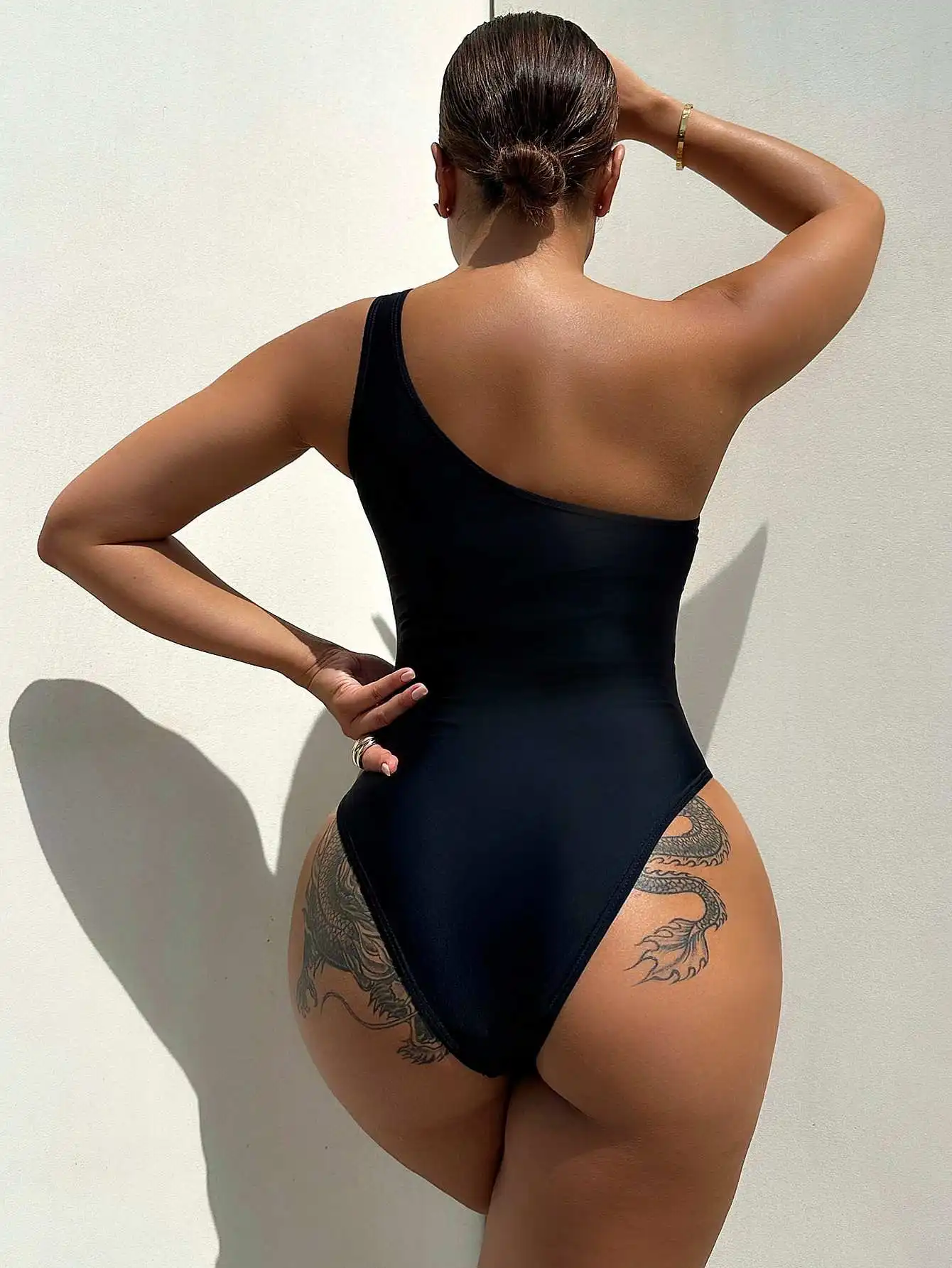 Wholesale New Fashion Women's Sexy V-Neck Solid Swimsuit Stylish Backless Swimwear Side Tied Beachwear Summer Bathingsuit