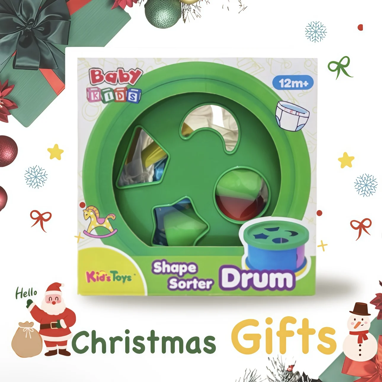 Toddler Fine Motor Skills Toys, First Blocks Set Of 8 Shapes For Sorting Play, Stacking Toy