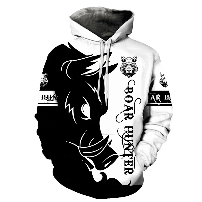 

Animal Wilderness Novelty Hooded Boar Hunter 3D Printed Men's Hooded Sweatshirt Plus Size Street Wear Pullover Casual Sportswear