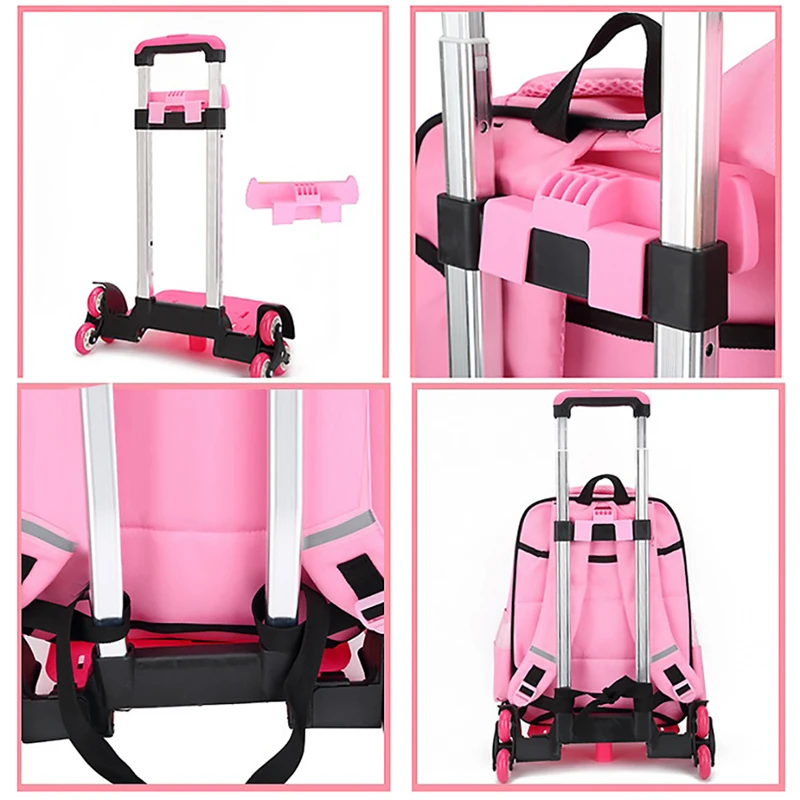 6 Wheels Expandable Aluminum Alloy Pull Rod Portable Cart Kid Trolley For Backpack School Bag Children Luggage Bag Roll Cart - Image 5