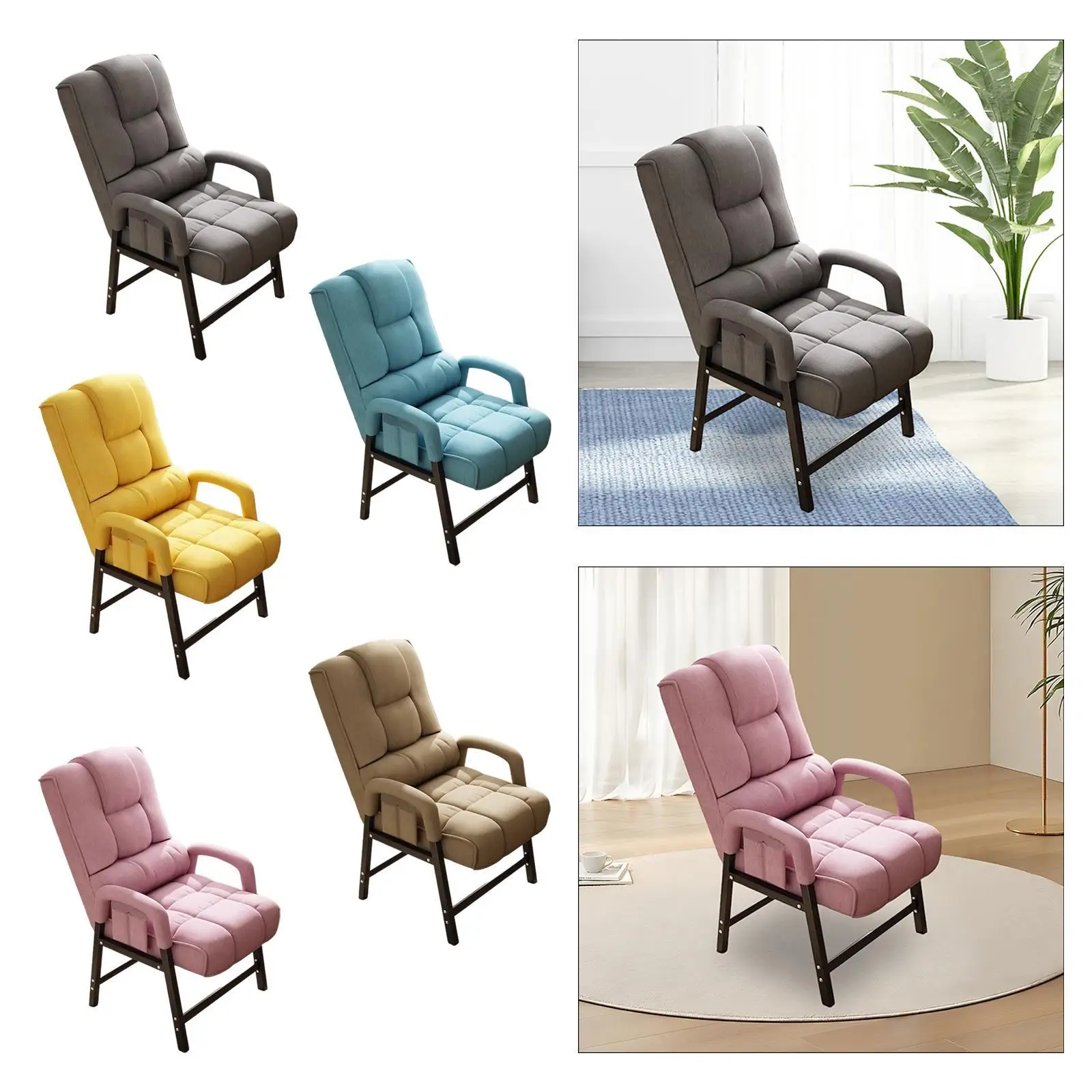 كرسي مكتب إطار معدني مريح مريح عالي الكثافة إسفنجة عالية الظهر مبطن وسادة مقعد قماش كتان كرسي مكتب حديث