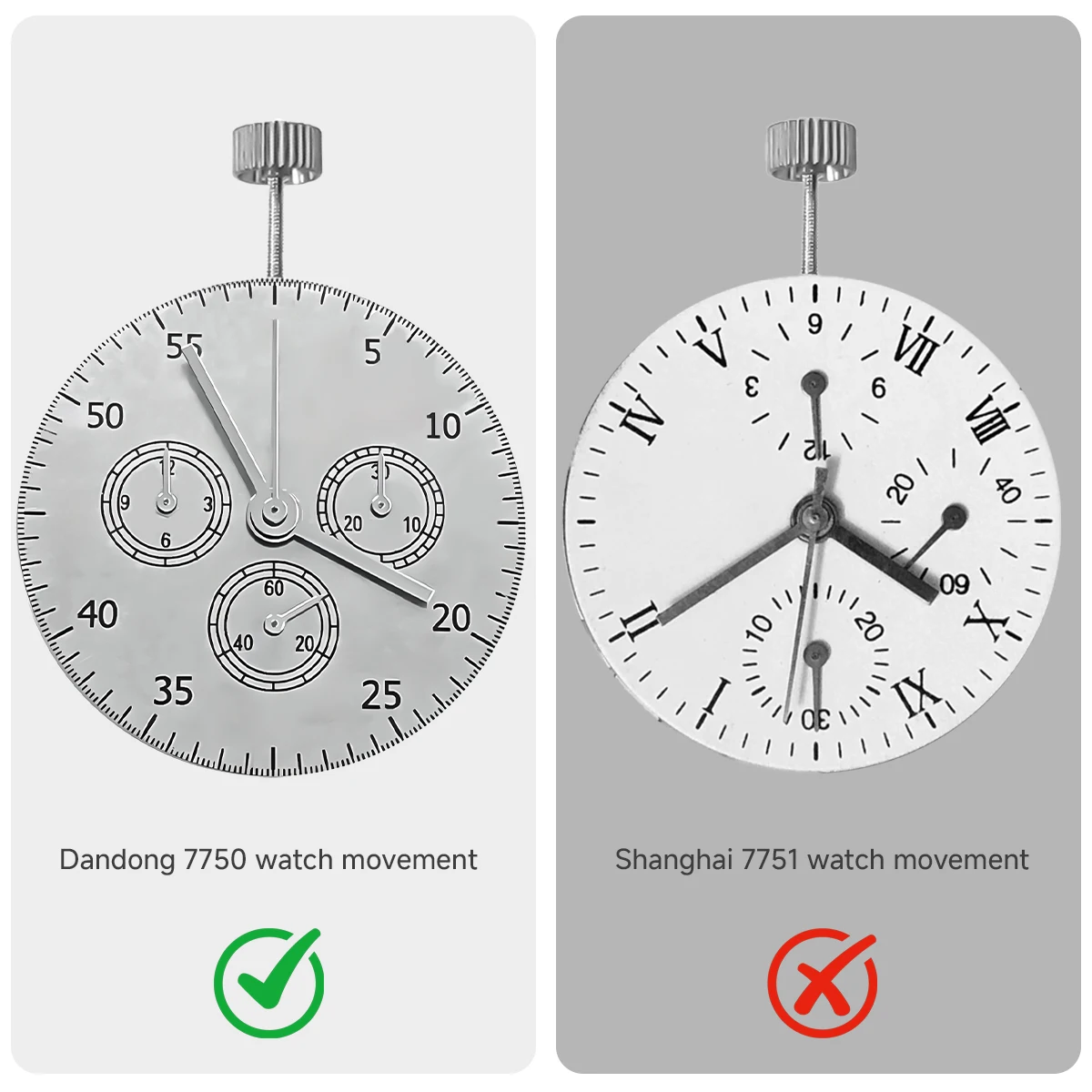 حركة الساعة الأوتوماتيكية 3.6.9 كرونوجرباه لحركة آسيوية 7750 حركة إصلاح بديلة ميكانيكية لـ 7753 بدون تاريخ