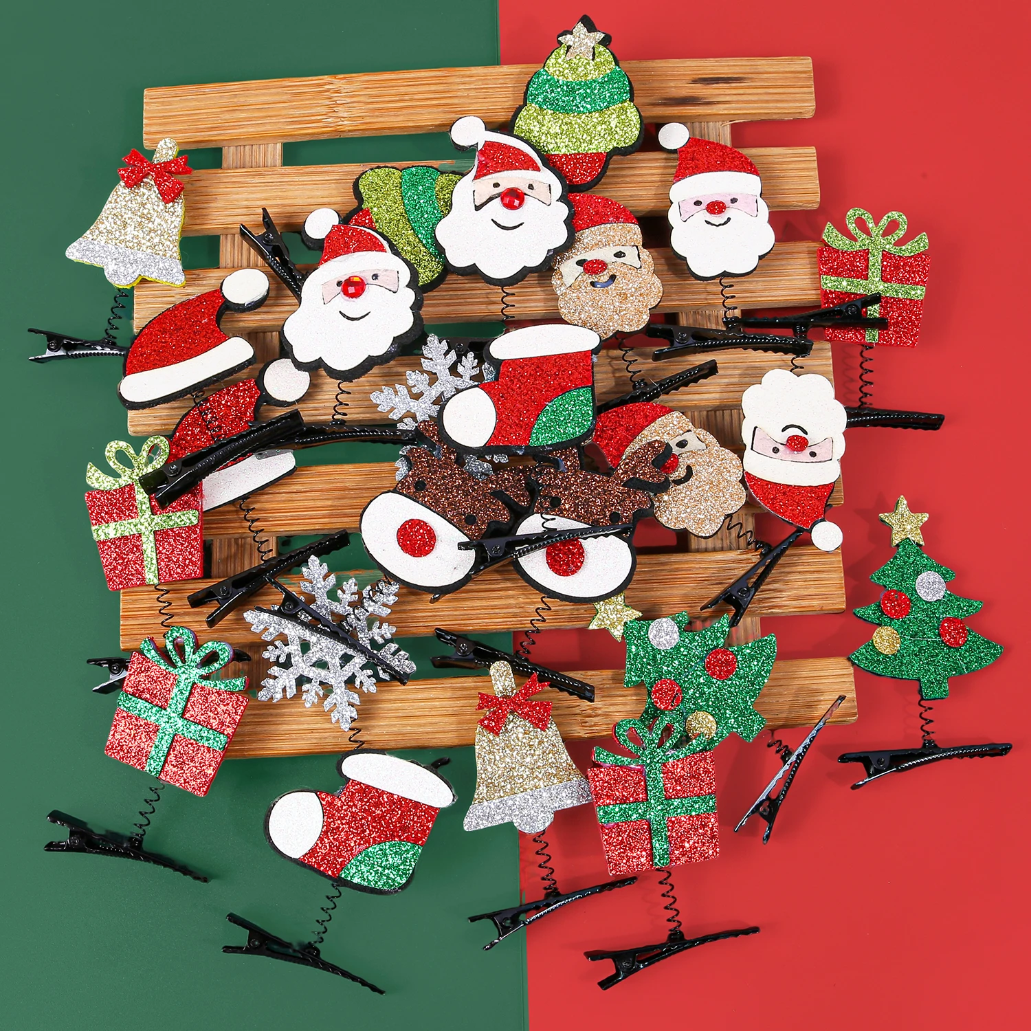 

8/24 шт. Рождественская елка Санта-Клауса Рождественская шапка Снежинка Подарок Лось Рождественская елка Весенняя заколка для волос для девочек Аксессуары для волос