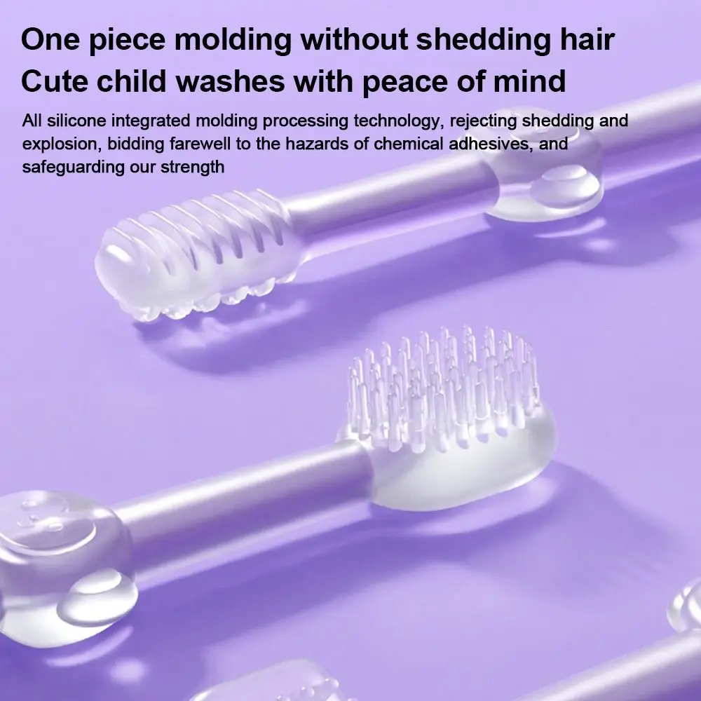 3pcs/set Soft Silicone Toothbrush Easy Clean Care Set Oral Cleaner Safe Multi-Angle Cleaning Infant Toddler Oral Care