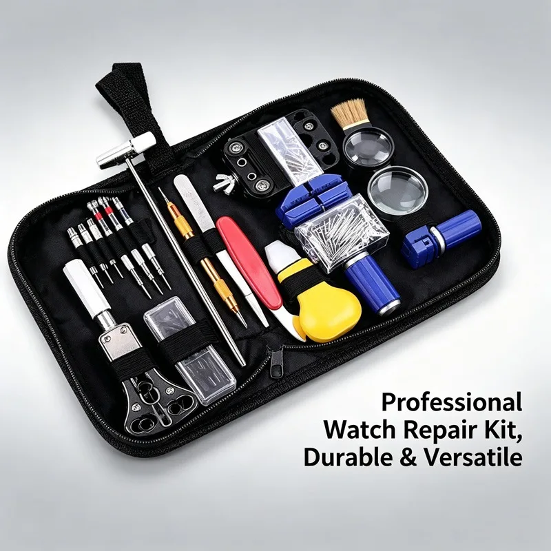 

Professional 147Pcs Watch Repair Tool Kit for Watchmaker Battery Replacement Strap Adjustment Back Opener Pin Remover Tools