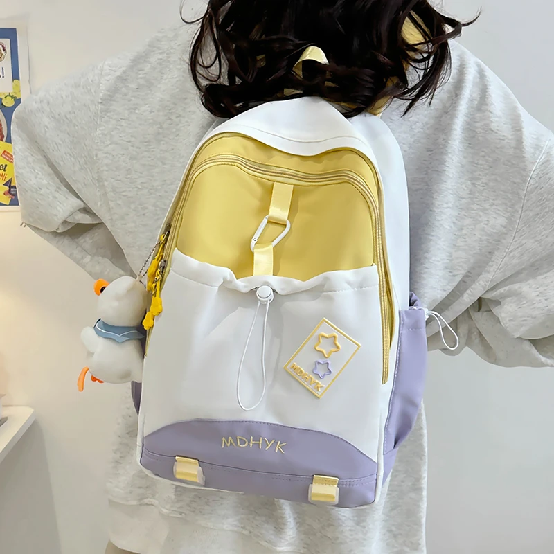 

Новый нейлоновый рюкзак контрастного цвета, 2026, мягкий повседневный рюкзак на молнии большой вместимости, мягкий ремень на воздушной подушке, школьная сумка для колледжа