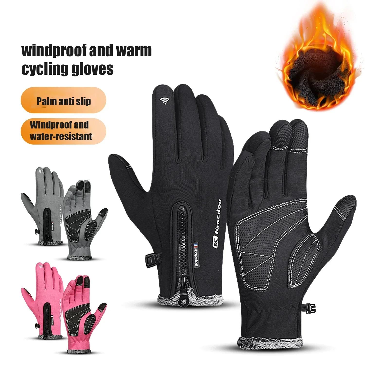 

Waterproof Wind-Proof Touchscreen Motorcycle Mittens Thermal Gloves Winter Warm Riding Gear Zipper Closure for Skiing Sports