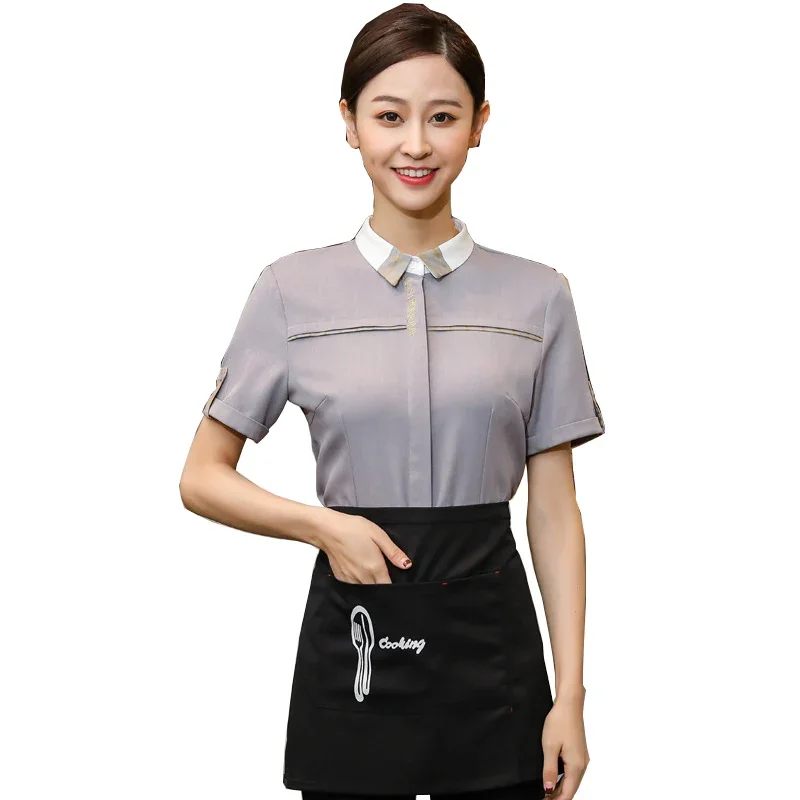 2024 Short Sleeve Waiter Uniform for Man Western Restarant Waitress Uniform Summer Cafee Food Service Overalls Bakery Workwear