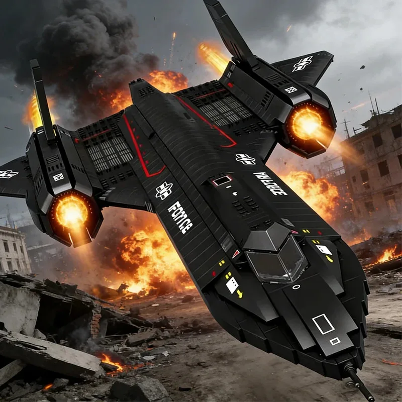 1775PCS SR-71 Fighter Blackbird Building Block Airplane Air Force Reconnaissance Aircraft Bricks Model Toy for Adults Kids Gifts
