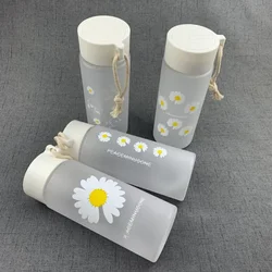 Big mouth frosted small daisies carrying twine plastic water bottle summer trend fashion girls casual water bottle