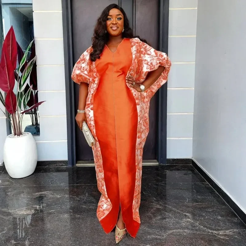 

Женское африканское мусульманское модное атласное платье бубу в стиле Абая в Дубае, кафтан Джеллаба, марокканское вечернее платье 2025