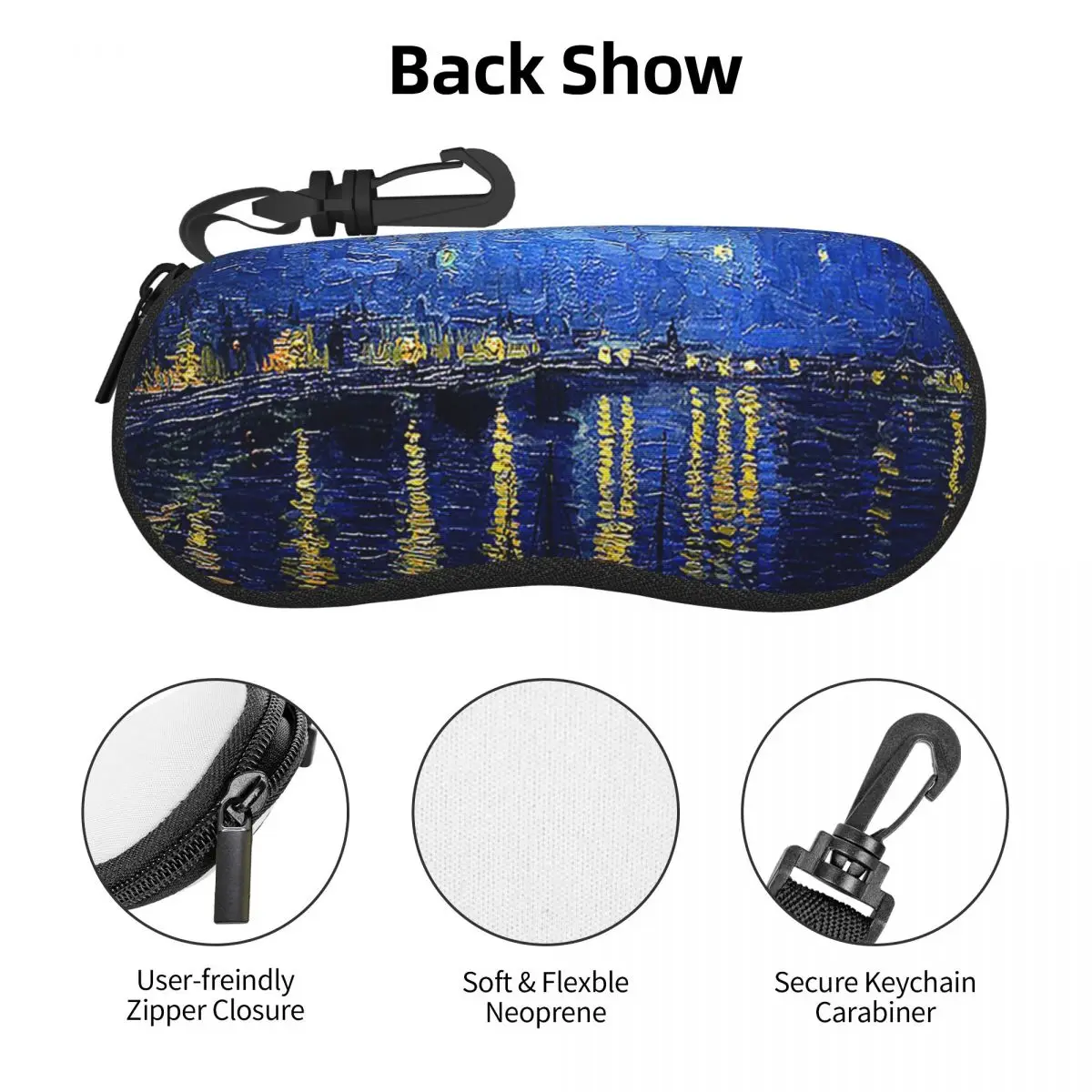 ゴッホシェルメガネケースプロテクターサングラスボックス女性男性ソフト眼鏡バッグポーチ