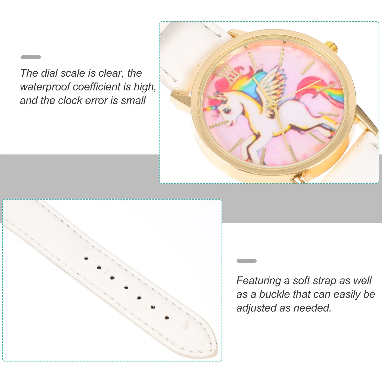 1Set Unicorn Cartoon Quartz Watch Necklace Stylish Comfortable Strap Suitable for Birthday Christmas Holiday Gift