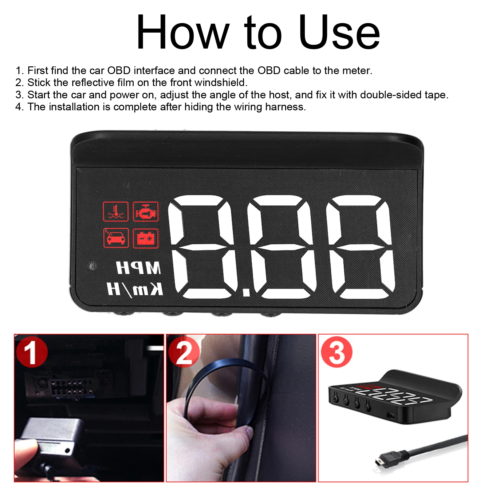 Car HUD OBD2 HUD   Projector M - đánh giá và giá Hud Obd2 Multi Function Alarm
