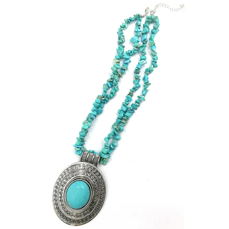 2023 New Vintage Ethnic Necklace Fashion Jewelry Hot Popular Retro Bohemia Style Multilayer Beads Chain Stone Pendant Necklace