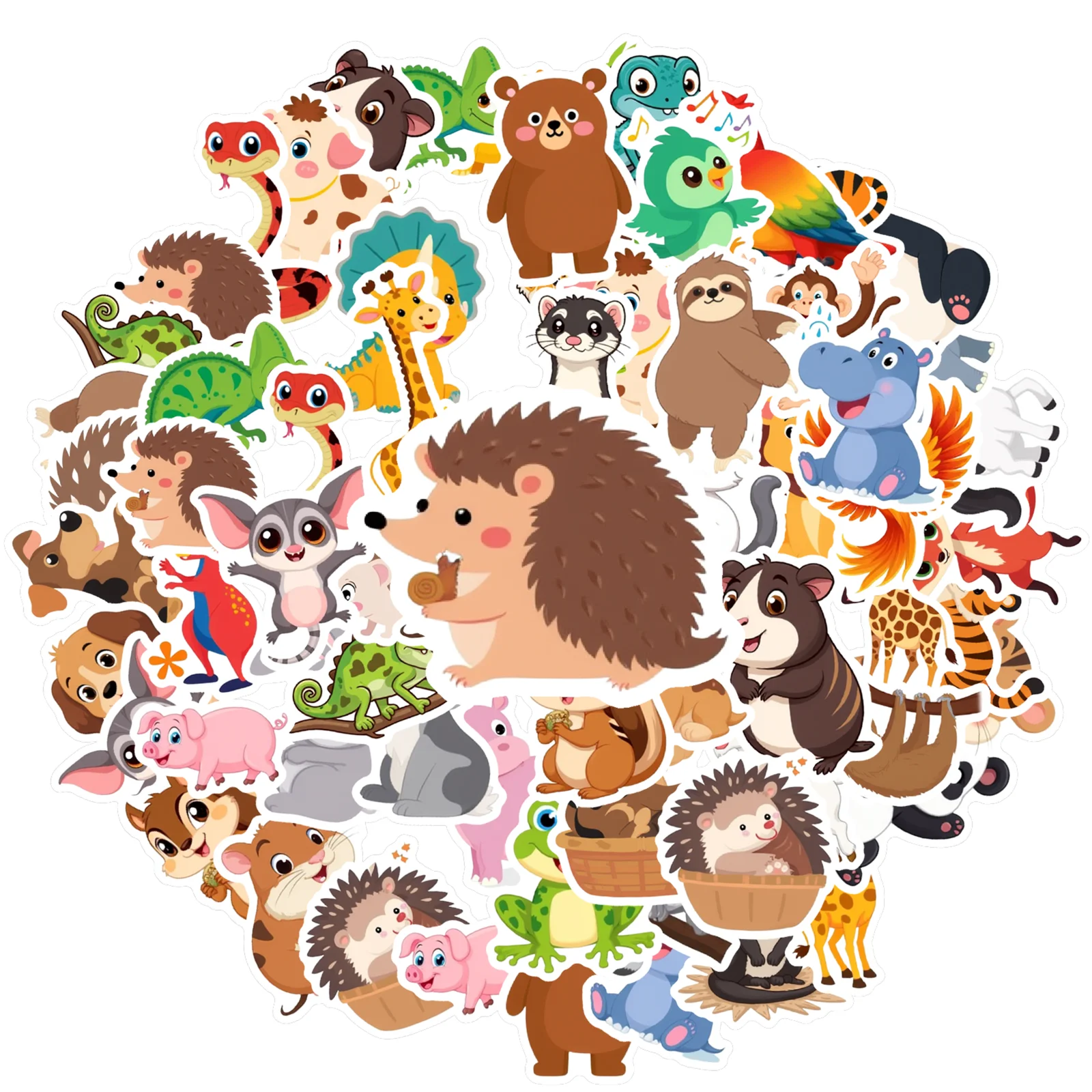 35pcs-50pcs Colorful Cute Creatures Stickers Fun Wildlife Stickers Stickers For Guitar DIY Skateboard Laptop
