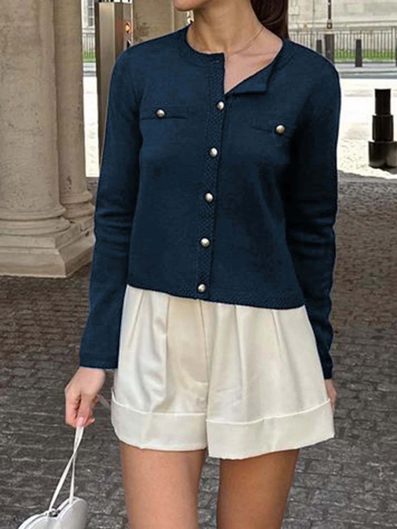 

Women's Sweater Shirt Jacket Casual Button Up Long Sleeved Sweater Shirt Jacket Simple Commuting Retro Sweater Shirt Jacket