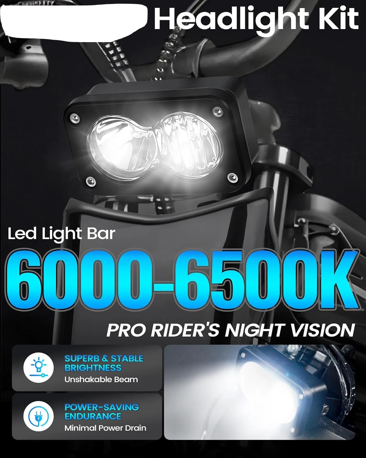 LED Headlight Upgrade Kit Waterproof 3 Pin for Ridstar Q20/Q20 Lite/Q20 Pro with Mount Bracket Front Light Plug and Play Headlam