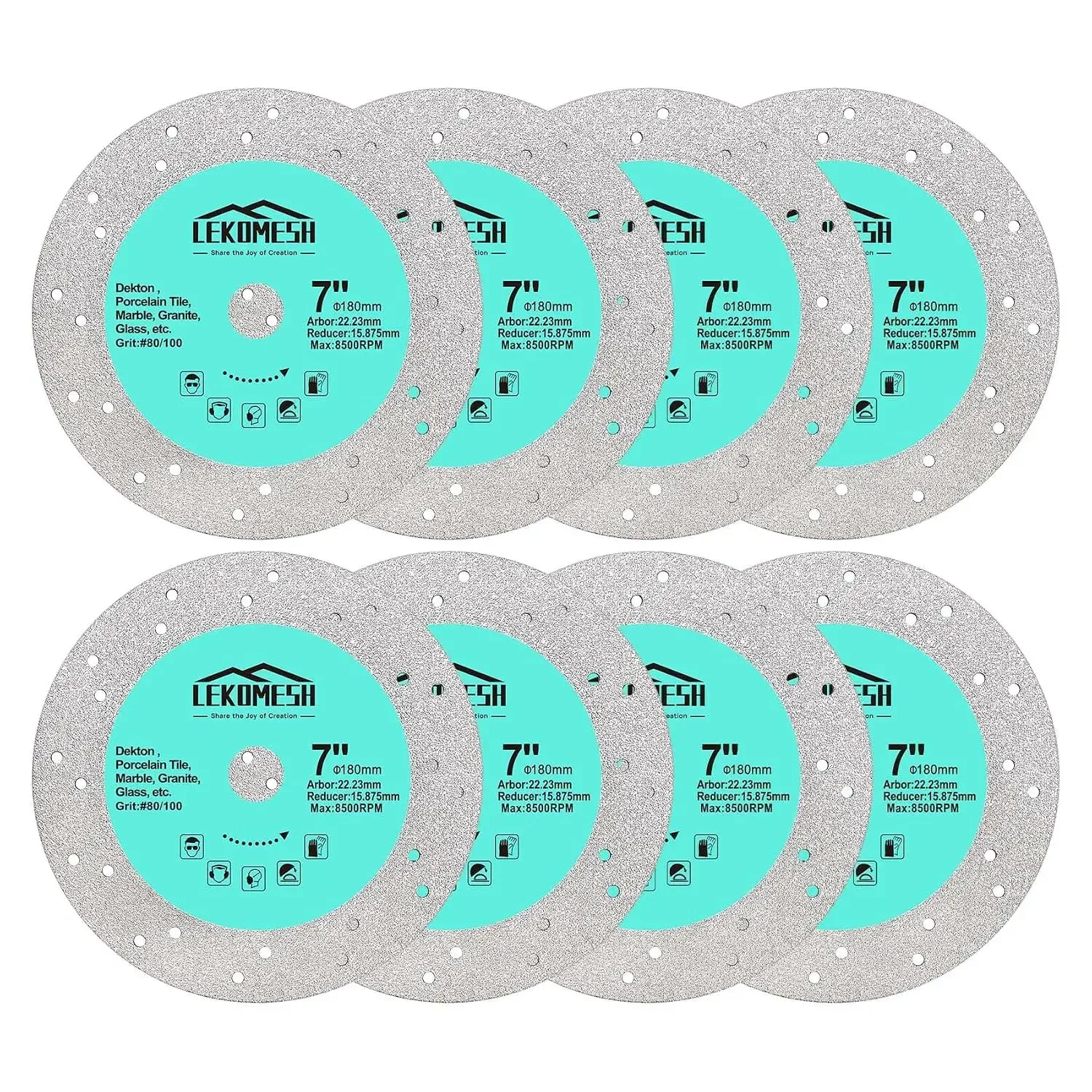 Rock Slab Grinding Disc - 7 inch Glass Cutter Disc(8pcs), Granite Cutting Blade, Diamond Grinder Wheel for Rock Slab, Stone