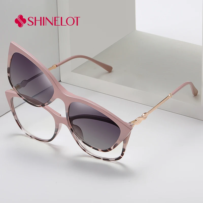 

96035 Korean Style Clip on Sunglasses Optical Polarization Magnetic Sun Glasses UV400 Female Shades Dual Purpose Glasses