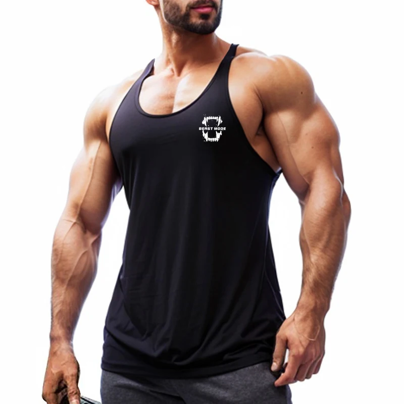 Men\'s Tank Tops GYM Clothing Sleeveless Shirt for Bodybuilding Built to Last from Cotton Comfortable Y Back Fitness Running Vest