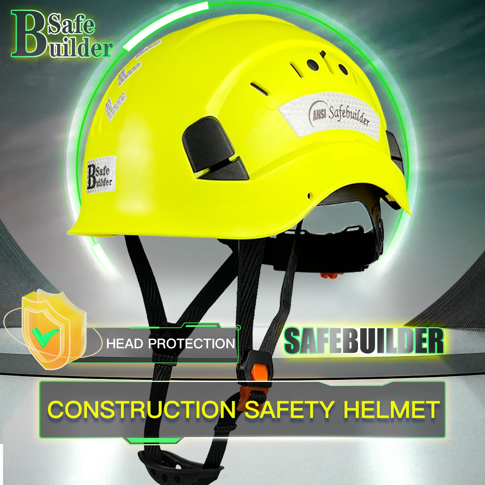 ANSI Z89.1 Construction Safety Helmet ABS Hard Hat Adjustable Ventilation System Hardhats Industrial Work Head Protection