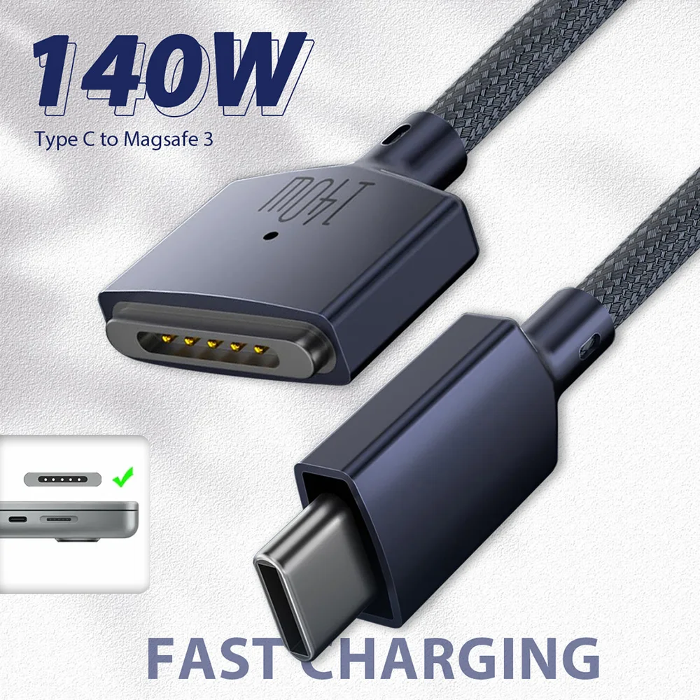 

140W USB C to Magnetic Charging Cable Type C to Magsafe 3 PD Fast Charging Cable Converter for Macbook Pro Air A2442 A2485 A2681