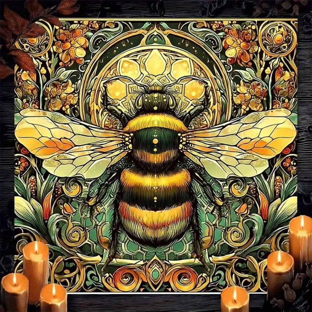 Art Nouveau Bee Tarot Tablecloth Single Sided 2D Print Soft Fabric Altar Cloth For Witchy Divination Meditation Space Decor Gift