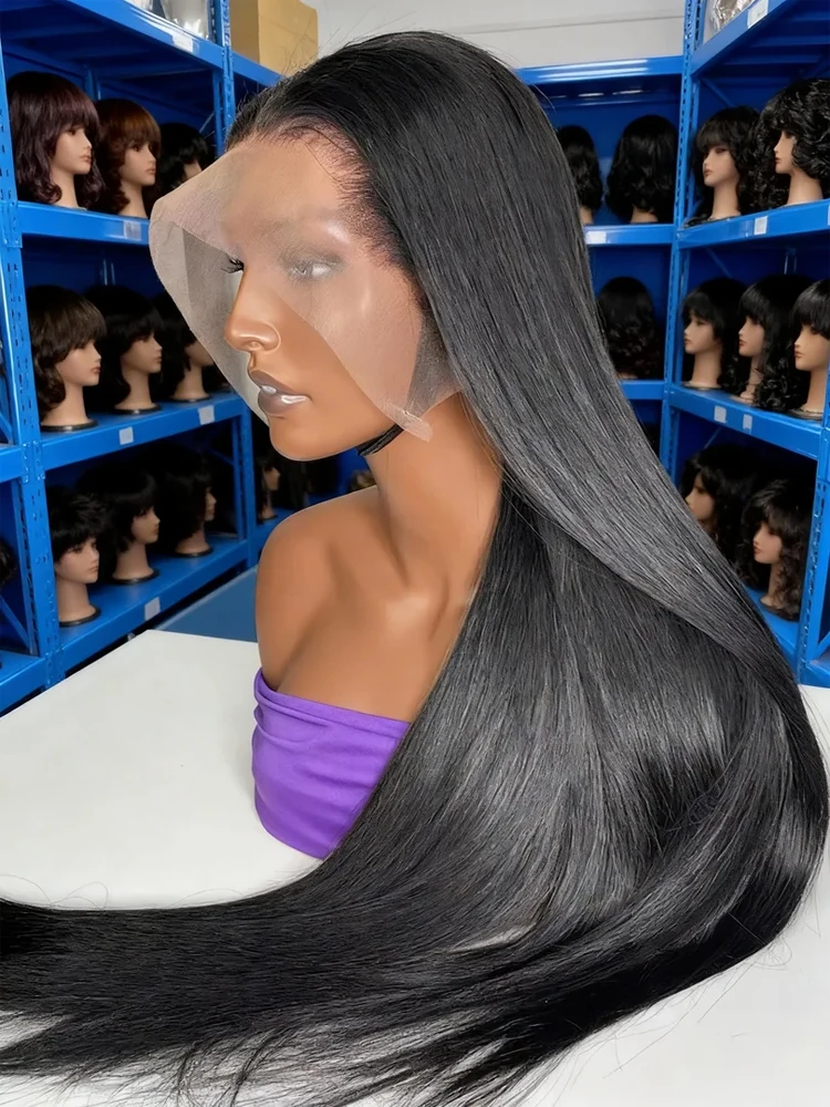 13x4 Bone Straight Human Hair Wigs 13x6 Hd Lace Frontal Wigs Indian Hair Raw Virgin 30 40 Inch Silky Smooth Straight Transparent Lace Human Hair Wigs For Black Women Full Lace Wig Pre Plucked Natural Black Glueless Wigs Human Hair