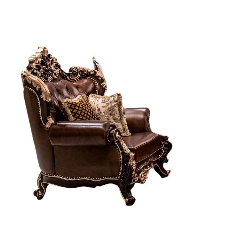 

European leather art sofa combination 123 combination sofa American birch sofa large villa living room furniture