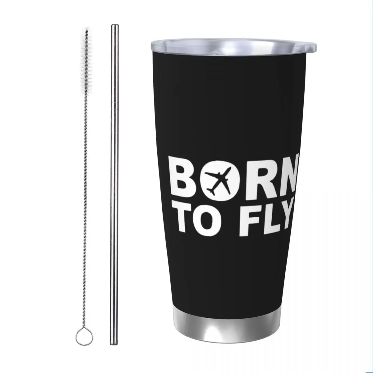 

Born To Fly Captain Stripes Tumbler Vacuum Insulated Pilot Air Thermal Cup Vacuum Flask Smoothie Tea Mugs Water Bottle, 20oz