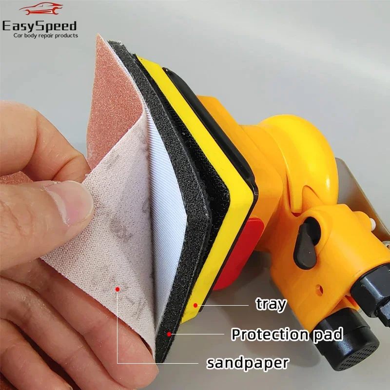 KOVAX Grindering Machine Car Air Sander Polisher With 25Pcs Sandpaper Pneumatic Cars Polishing Grinder Tool Square 70*100mm Kit