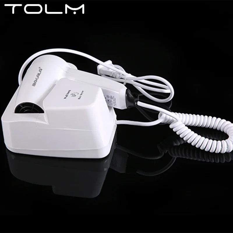 TOLM Professional Hotel Secador de Cabelo 220V/ 110V 1200W Casa de Banho de Parede Forte Montada em Casa de Banho com  Modelling