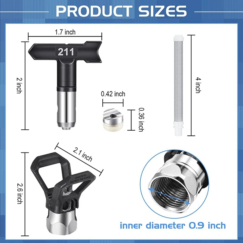 Embouts de pulvérisateur de peinture sans air, tête de buse de peinture, odorà peinture sans air, garde d'embout de pulvérisateur, pièces de machine de pulvérisation sans air, 14 pièces