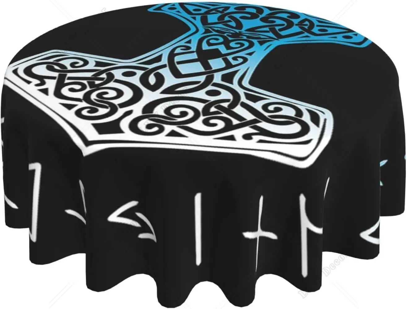 Vikings Mjolnir and Runes Norse Mythology Tablecloths Polyester Table Cloth for Kitchen Dinning Table Washable Table Cover