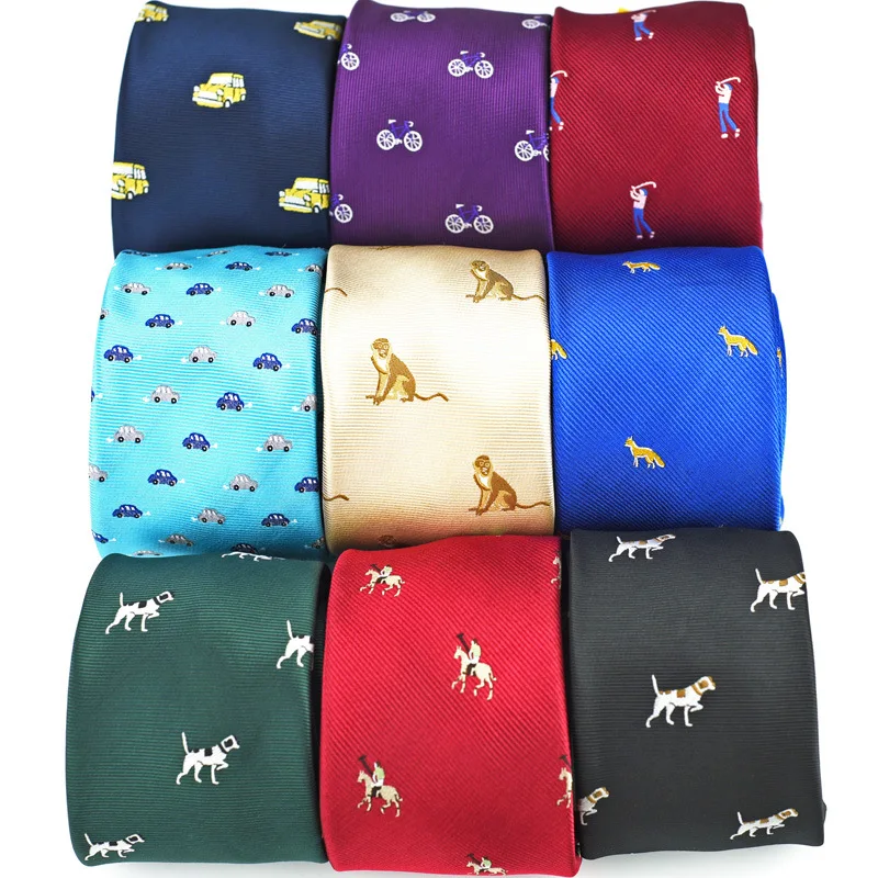 Men's animal tie embroidered 6cm narrow edition casual Korean cartoon jacquard bird horse monkey Shengzhou factory