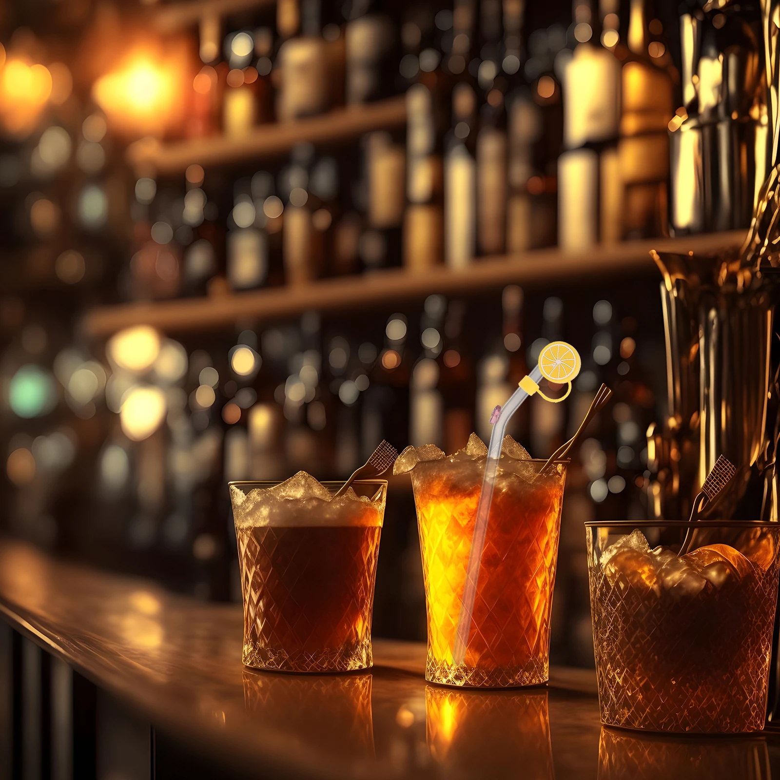 

12Pcs Lemon Straw Cap PVC Reusable Straw Cover Dust-Proof Protector for Tumblers Fruit Style Drinking Accessories