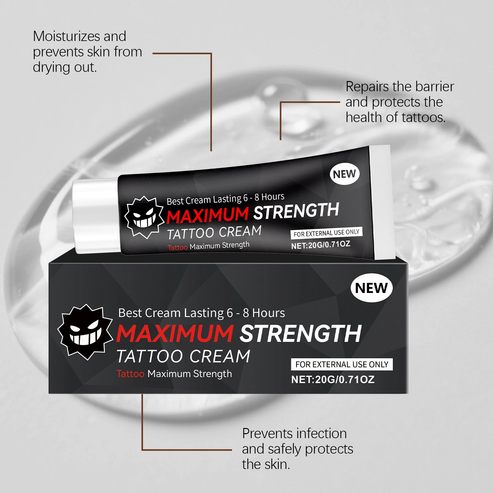 AMZ Tattoo Care Gel Moisturizing Smoothing Skin Daily Gentle Ink Protection Vibrancy Enhancing Guard Balm Professional Skincare