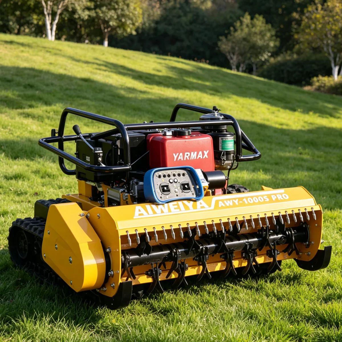 Customized Radio Controlled Remote Control Lawn Mower Petrol Crawler Mower For Orchard Vineyard Slope Grass Cut