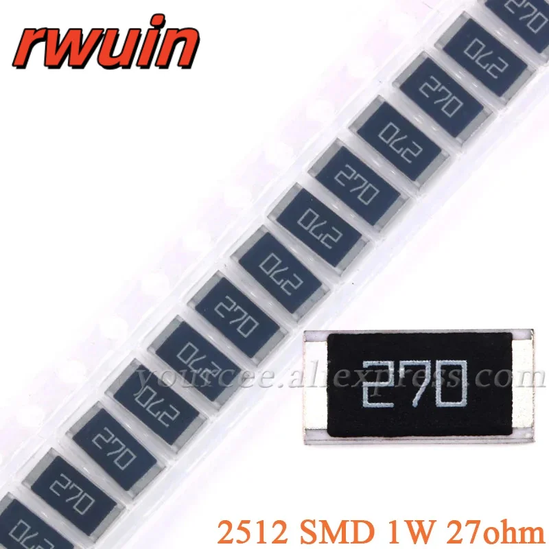 100PCS/10PCS 27ohm 2512 SMD Chip Widerstand 27 ohm 27R 270 1W 5% Passive Komponenten widerstand