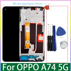 Oppo A74 5G 오리지널 LCD 디스플레이, 프레임 포함, 터치 스크린 디지타이저 어셈블리, CPH2197, CPH2263, 6.5 인치