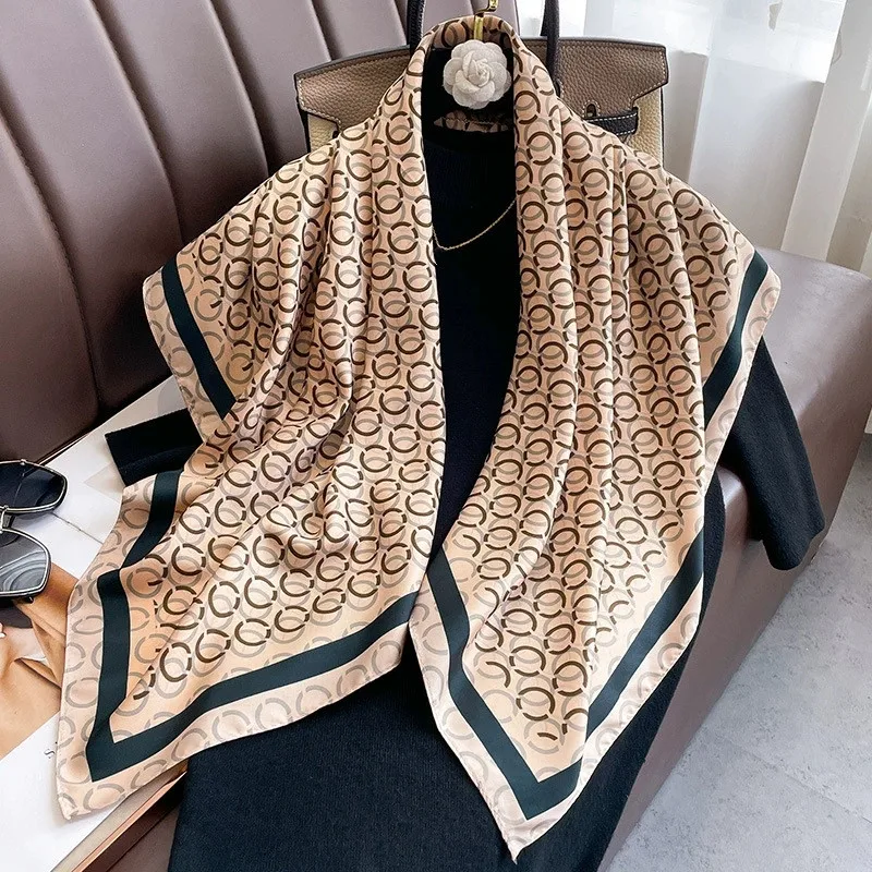 

Шелковый платок-имитация 90 см для женщин, роскошный, на все сезоны, аксессуар для волос, хиджаб, фулярд, бандана, женский головной платок