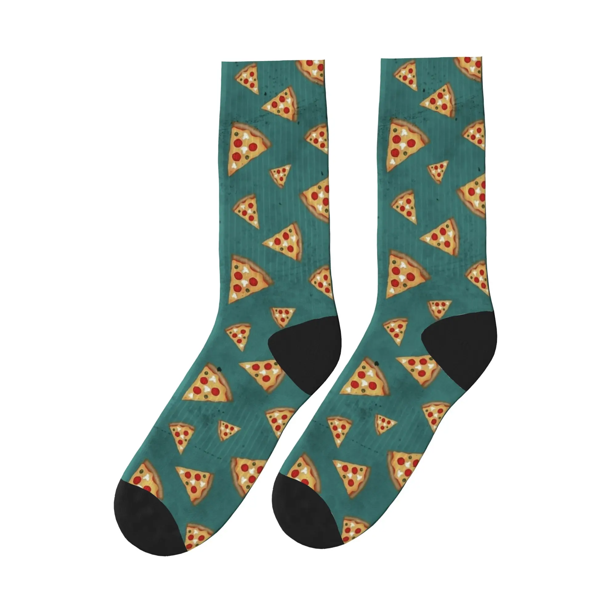 Cool Pizza Slices Vintage Green Socks Non-Slip Stockings Adults Men Breathable Running Sports Socks Winter Harajuku Design Socks