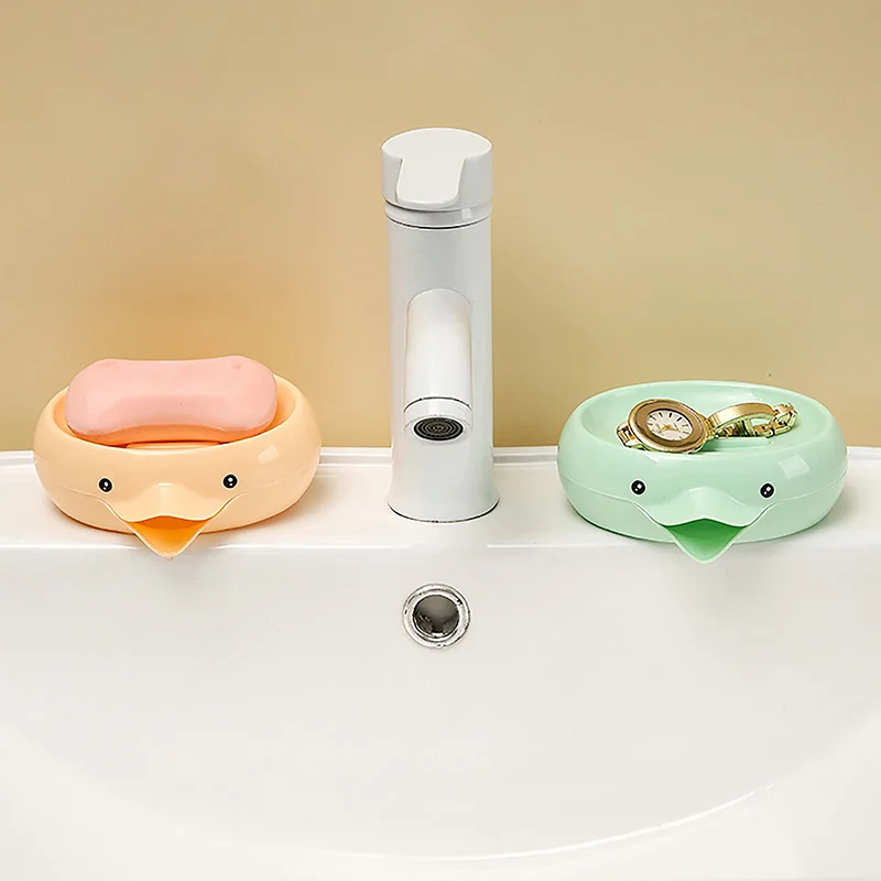 Lamgool Soap Box Cute Duck Shape Soap Dish Self Draining Soap Holder Soap Rack For Shower Bathroom Kitchen Plastic Tray Holder ﻿