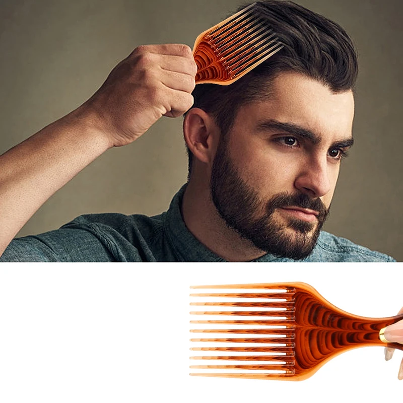 

【L】Wide Teeth Brush Pick Comb Fork Hairbrush Insert Hair Pick Comb Plastic Combs For Curly Afro Hair Styling Tools For Women Men