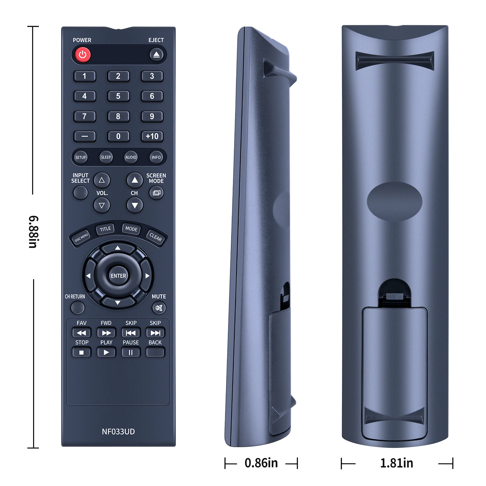 Novo controle remoto nf033ud para tv sylvania ld195ssx ld190ss1 ld190ss2 ld320ss1