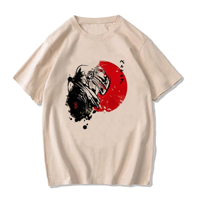 Streetwear Japanese Anime Harajuku Berserk Guts Eyes Print Funny T Shirt Cool Graphic Sumer T-shirt Manga Tshirt Hip Hop Tees